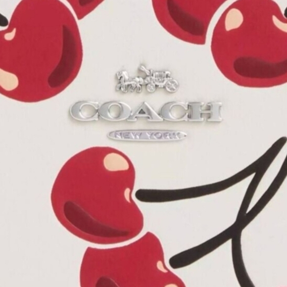 Coach Heart-Shaped Cherry Print Bag - Cream and Red - Picture 6 of 8